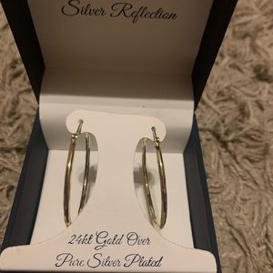Jcp silver plated hoop earrings